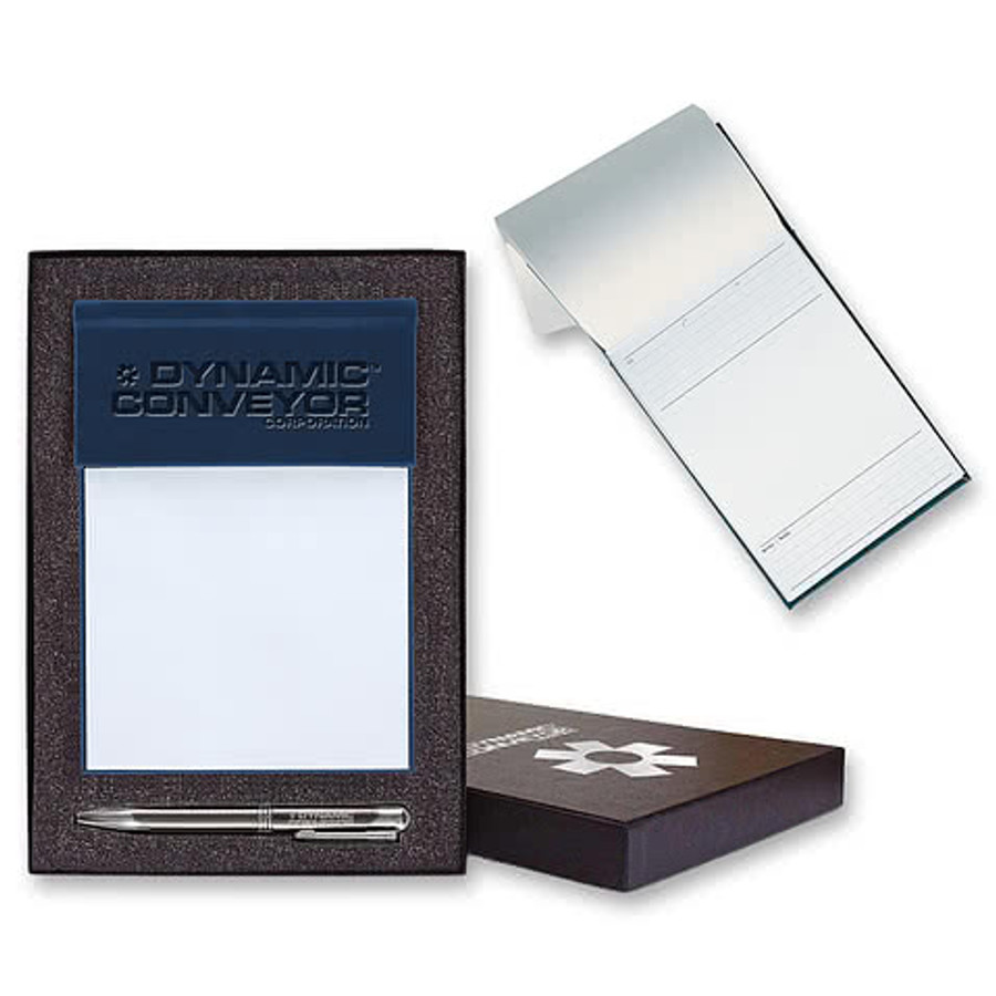 Castelli Debossed Tucson Medio Cube Notepad Gift Set in Gray w/Gun Metal