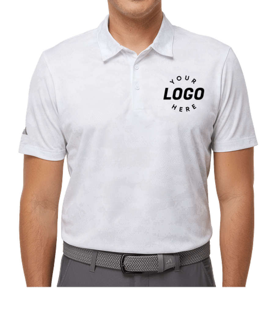 Adidas All Over Camo Recycled Performance Polo - Printed in White