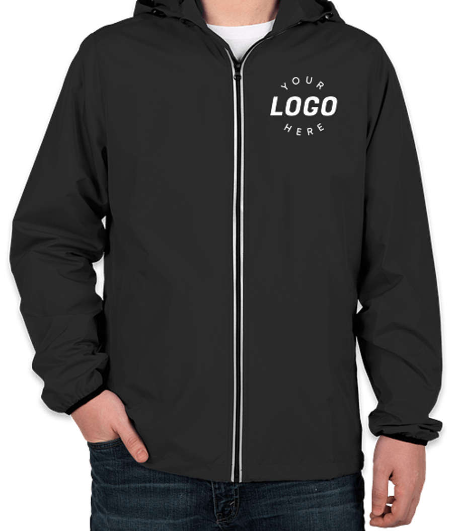 Charles River Pack-N-Go Hooded Packable Full Zip Jacket in Black