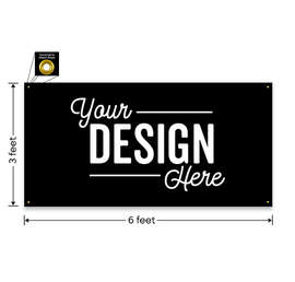 Full Color 6' x 3' Vinyl Banner - Color: Black