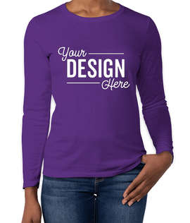 Gildan Women's 100% Cotton Long Sleeve T-shirt - Color: Purple