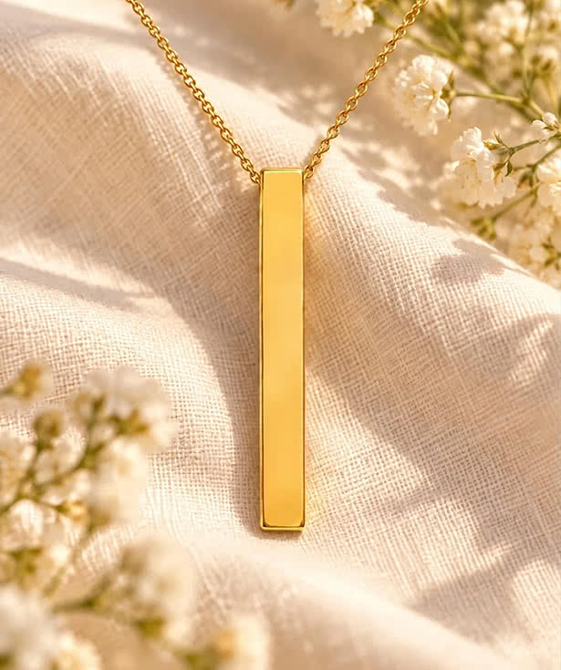 Laser Engraved Thin Chain Bar Bracelet