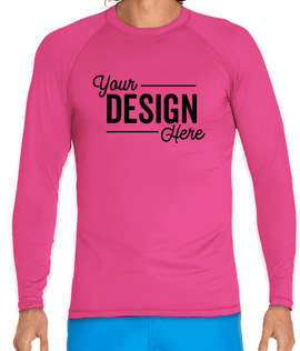 Wet Effect Long Sleeve Rash Guard Shirt - Color: Pink