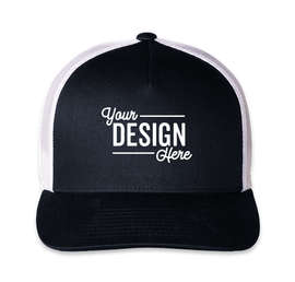 Pacific Headwear Five-Panel Snapback Trucker Hat - Embroidered - Color: Navy / White