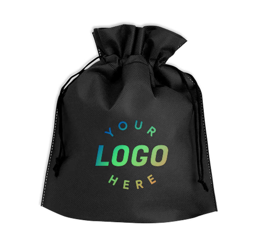 Full Color Poly Pro Cinch Gift Bag in Black