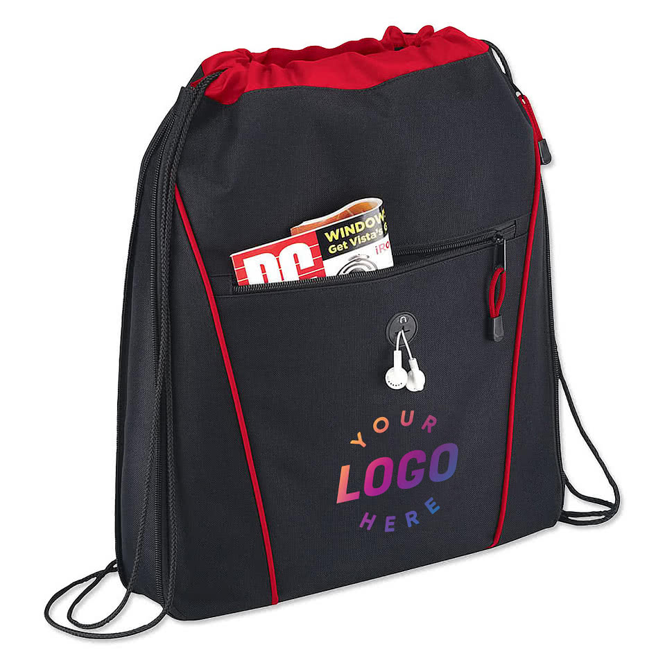 Raven Zipper Drawstring Bag