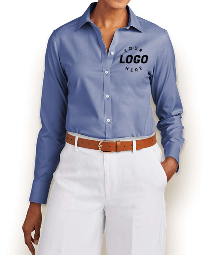 Brooks Brothers Women’s Wrinkle-Free Stretch Pinpoint Dress Shirt - Printed in Cobalt Blue