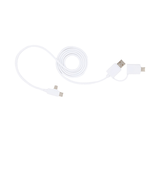 5-in-1 Recycled Long Charging Cable in White