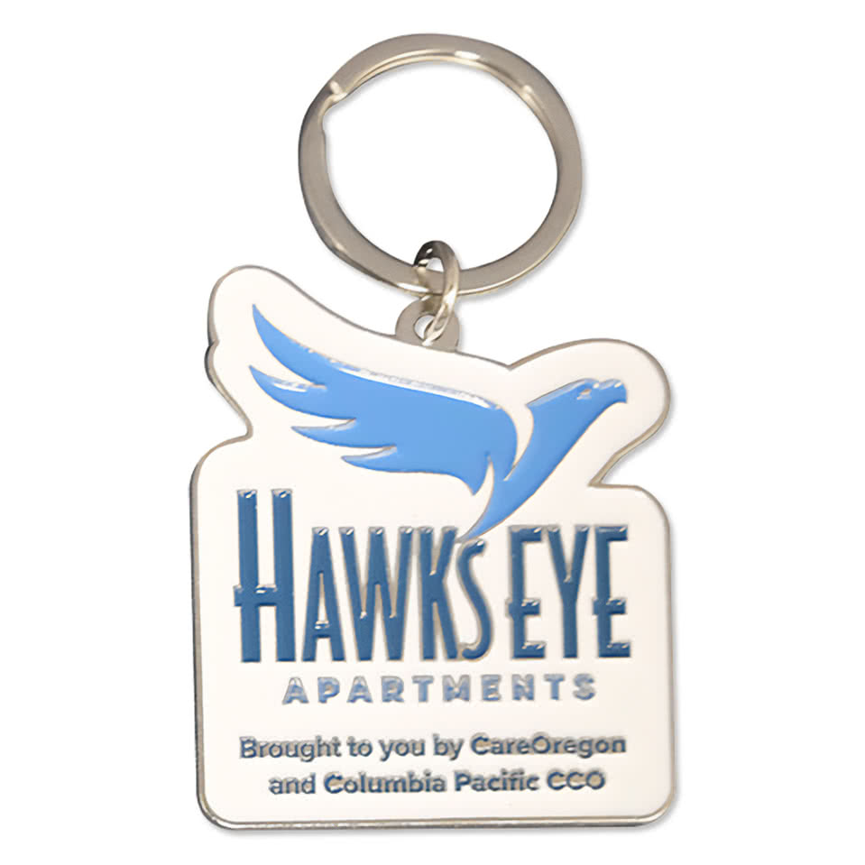 2" x 2" Die Cut Enamel Keychain