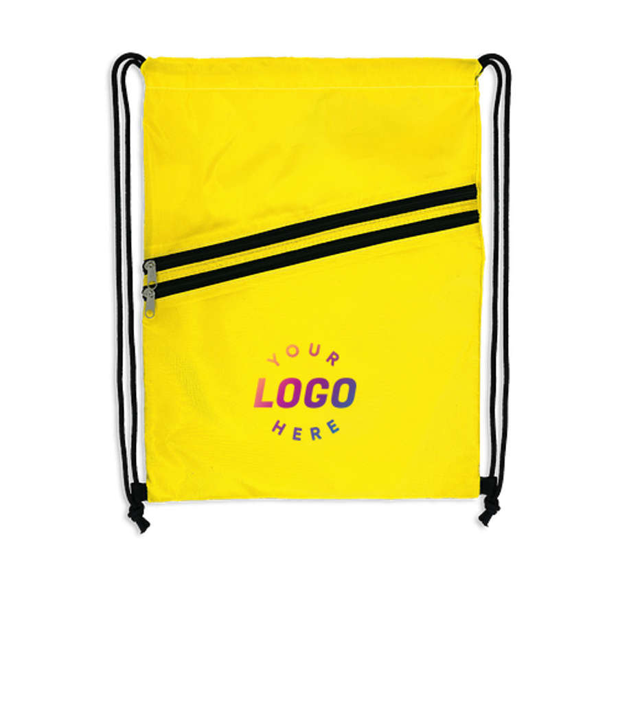 Full Color Neon Multi-Zippered Drawstring Bag in Neon Yellow