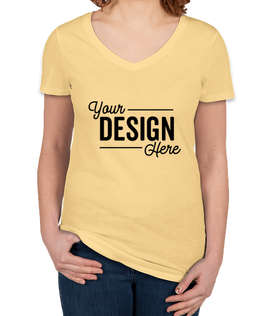 Canada - Threadfast Women's Slim Fit Lightweight V-Neck Pigment Dyed T-shirt - Color: Butter