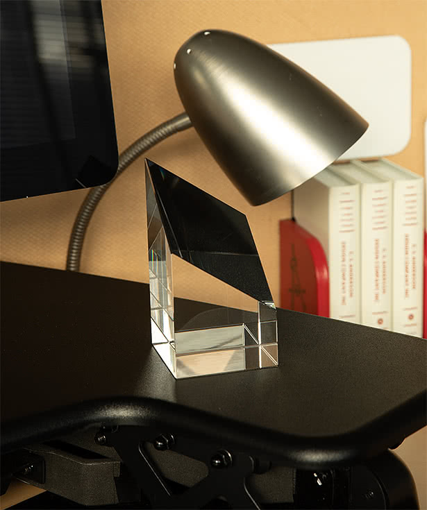 Laser Engraved 5" Glass Diamond Pillar Award
