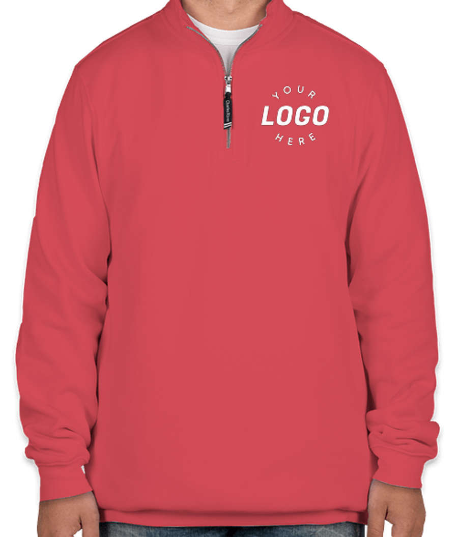 Charles River Crosswind Quarter Zip Sweatshirt - Printed in Preppy Pink