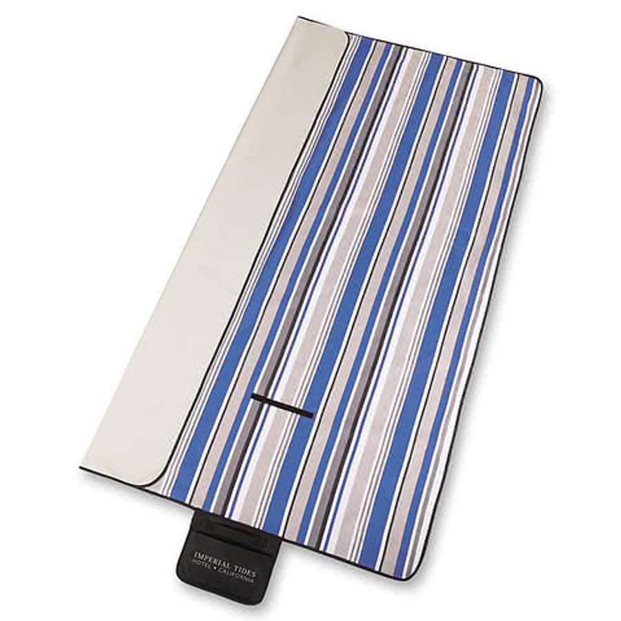 Oversized Striped Picnic and Beach Blanket in Royal