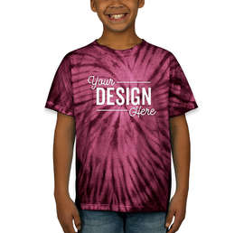 Dyenomite Youth 100% Cotton Tonal Tie-Dye T-shirt - Color: Maroon