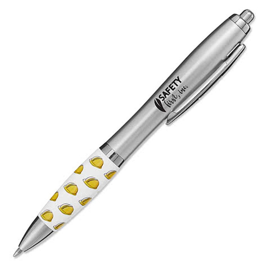 Safety & Construction Hard Hat Ballpoint Pen (black ink) in Silver