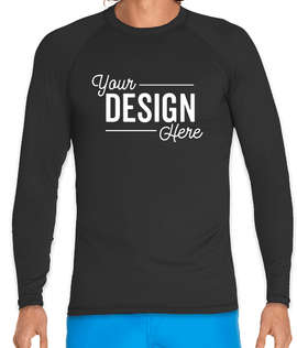 Wet Effect Long Sleeve Rash Guard Shirt - Color: Black