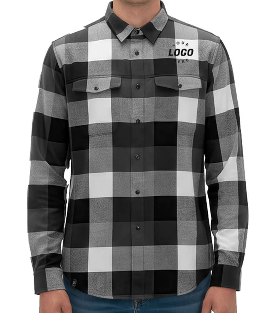 Stormtech Logan Snap Front Plaid Long Sleeve Shirt in Black / Dolphin