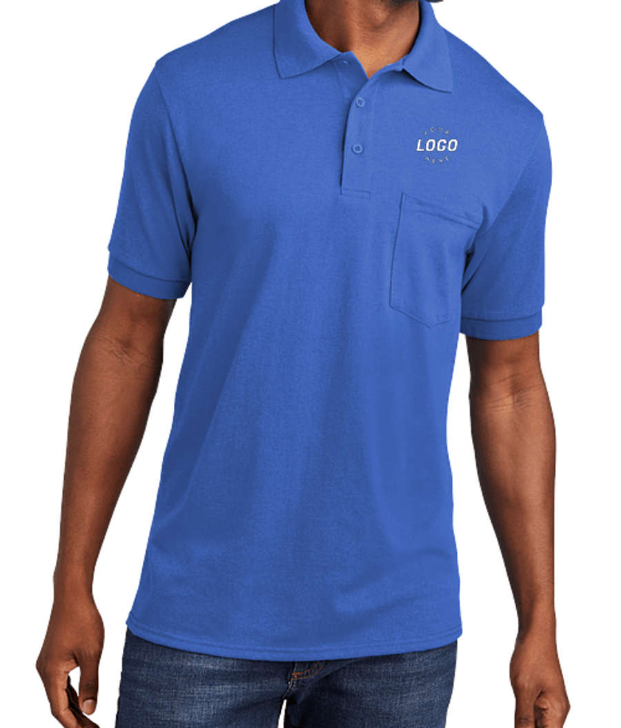Port & Company Core Blend Easy Care Jersey Knit Pocket Polo in Royal