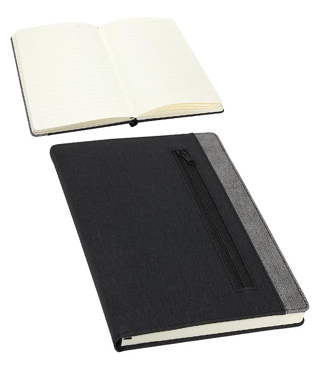 Debossed Zip-It Pocketed Notebook