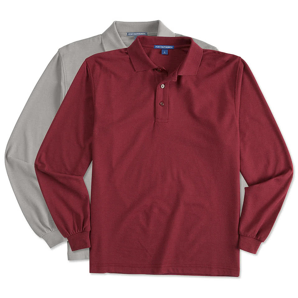 Port Authority Silk Touch Long Sleeve Polo - Printed