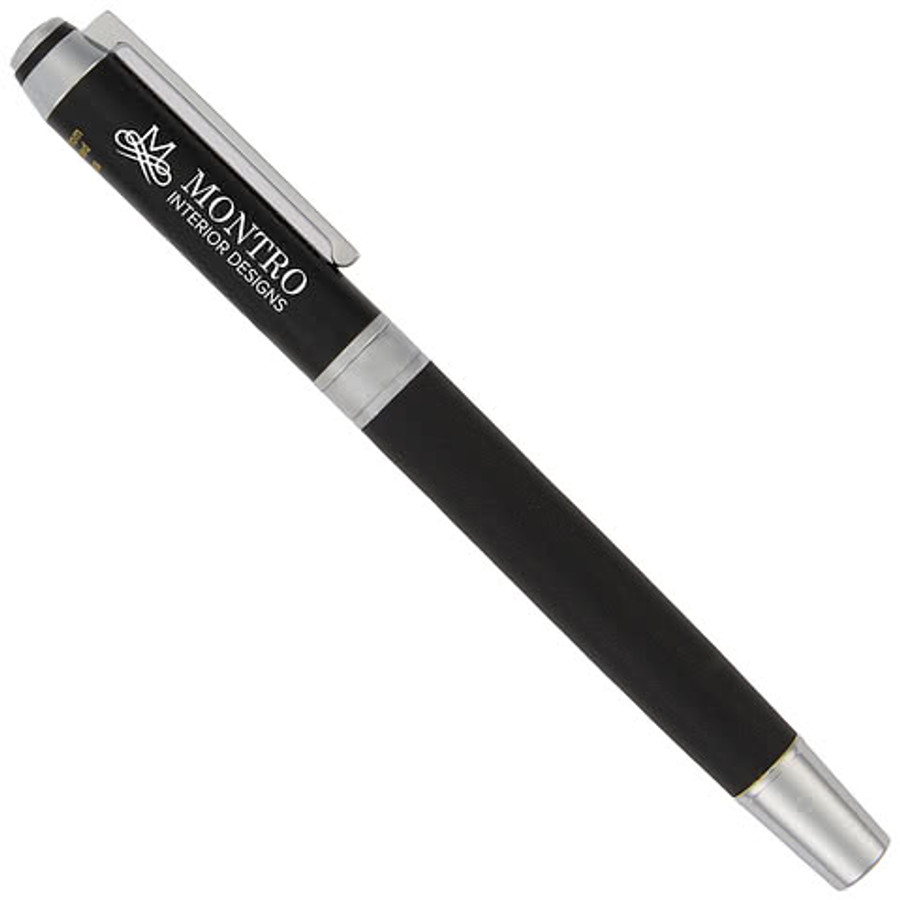 Laser Engraved Hyde Recycled Brass Gel Rollerball Pen (black ink) in Black