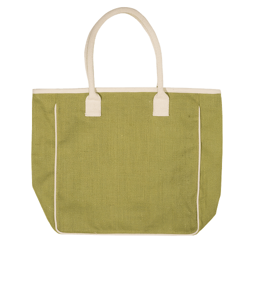 Seville Jute & Canvas Tote Bag in GREEN-LIME