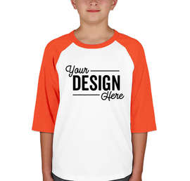 Sport-Tek Youth Raglan T-shirt - Color: White / Deep Orange