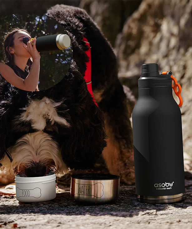 Asobu 34 oz. Buddy 3-in-1 Insulated Water Bottle with Pet Bowl