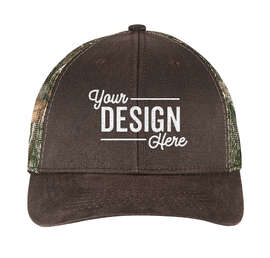 Port Authority Pigment Dyed Camo Trucker Hat - Color: Realtree Edge/ Brown