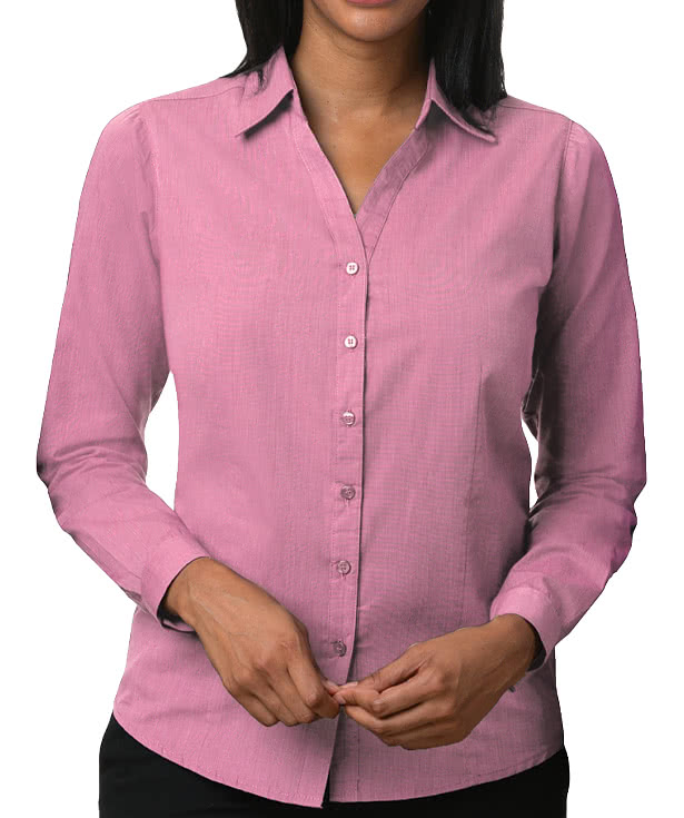Blue Generation Women’s Untucked Crossweave Long Sleeve Dress Shirt