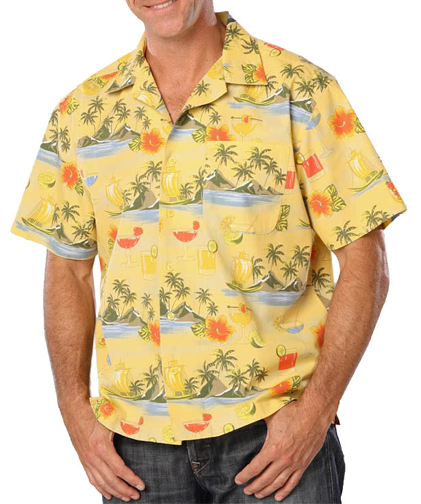 Blue Generation Cocktail Print Short Sleeve Camp Shirt