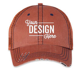 Mega Cap Herringbone Trucker Hat - Color: Orange / Navy