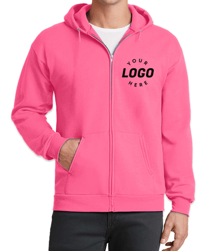 Port & Company Core Zip Hoodie in Neon Pink