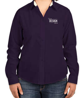 Port Authority Women's Long Sleeve Easy Care Shirt - Color: Purple/Light Stone