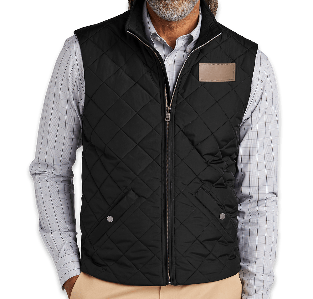 Brooks Brothers Quilted Soft Shell Vest - Faux Leather Patch-default