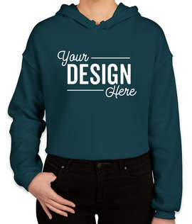 Bella + Canvas Women's Drop Shoulder Cropped Hoodie - Color: Atlantic