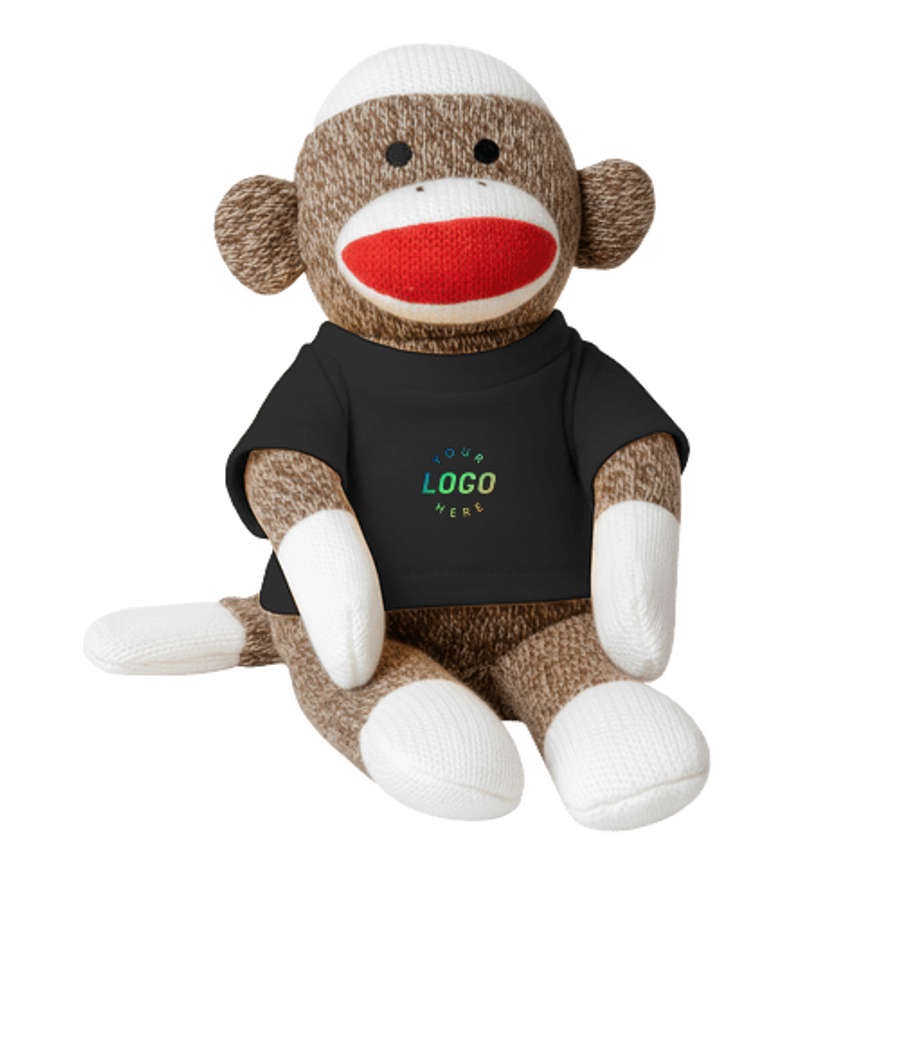 Full Color 11.5" Sock Monkey Plush Animal in Black
