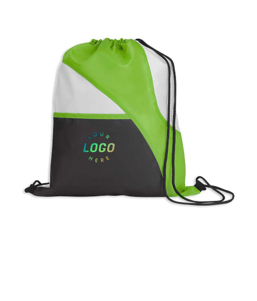 Full Color Tri-Color Drawstring Bag in Lime