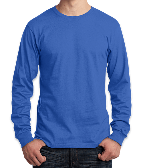 Port & Company Core Cotton Long Sleeve T-shirt in Royal