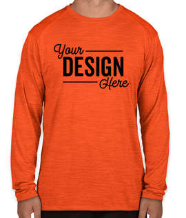 Augusta Tonal Heather Long Sleeve Performance Shirt - Color: Orange