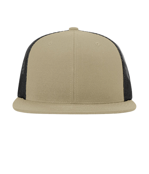 Richardson Acrylic-Wool Blend Snapback Trucker Hat in Khaki / Black