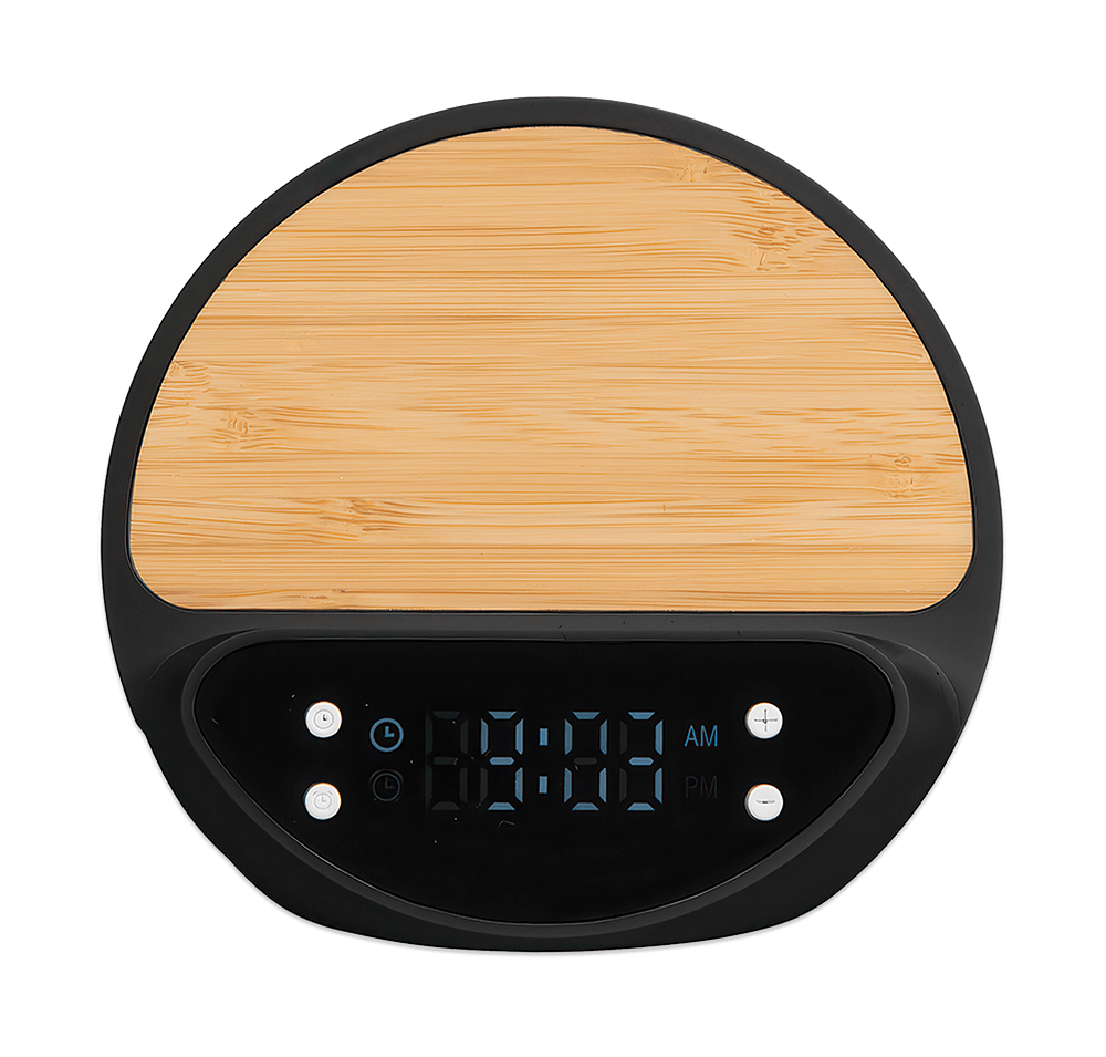 Laser Engraved 10W Bamboo Wireless Charger and Digital Clock-default