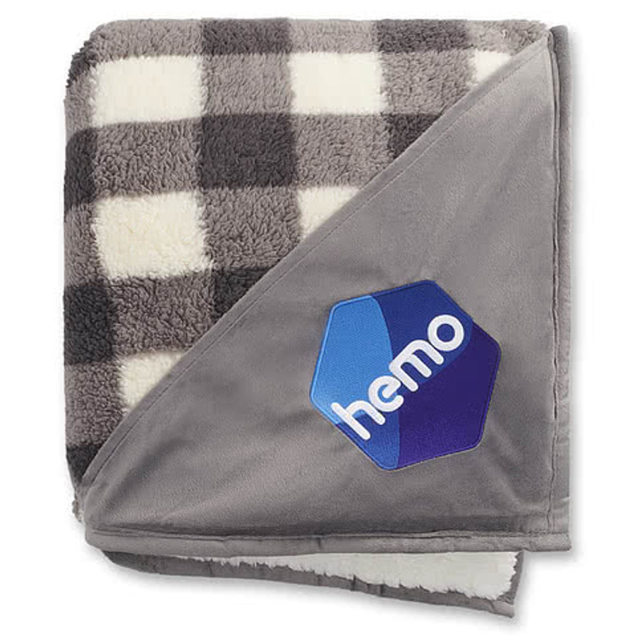 Field & Co. Double Sided Plaid Sherpa Blanket in White/Grey