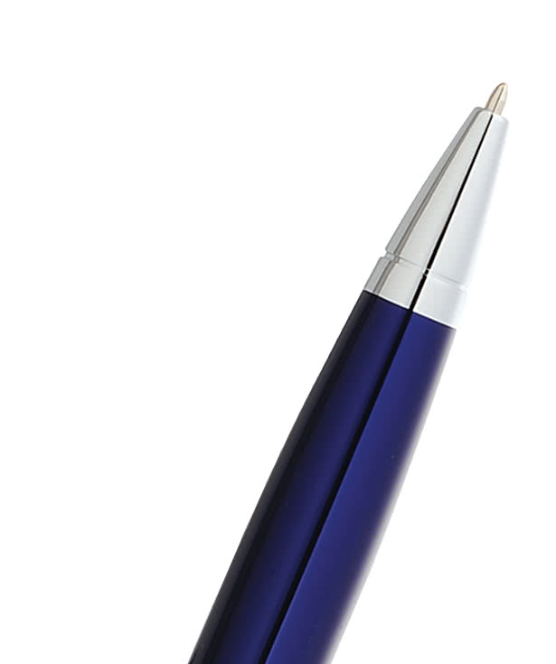 Laser Engraved Cross Calais Chrome Blue Ballpoint Pen (black ink)