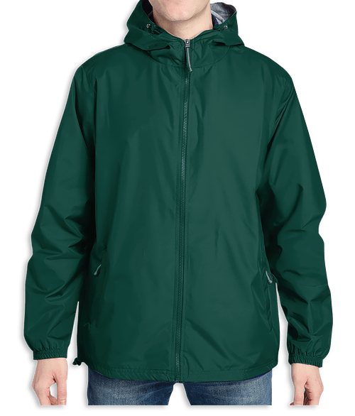 Charles River Portsmouth Hooded Windbreaker Jacket in Forest