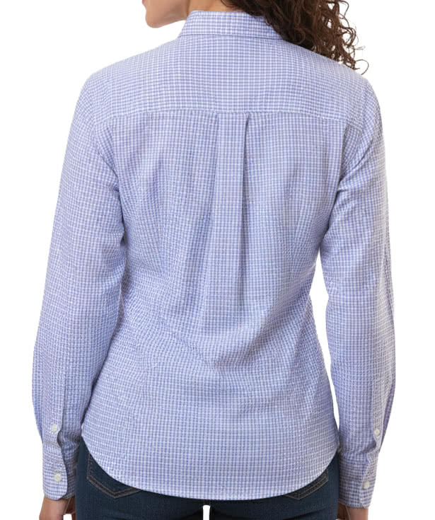 Blue Generation Women's Tricolor Check Plaid Long Sleeve Shirt