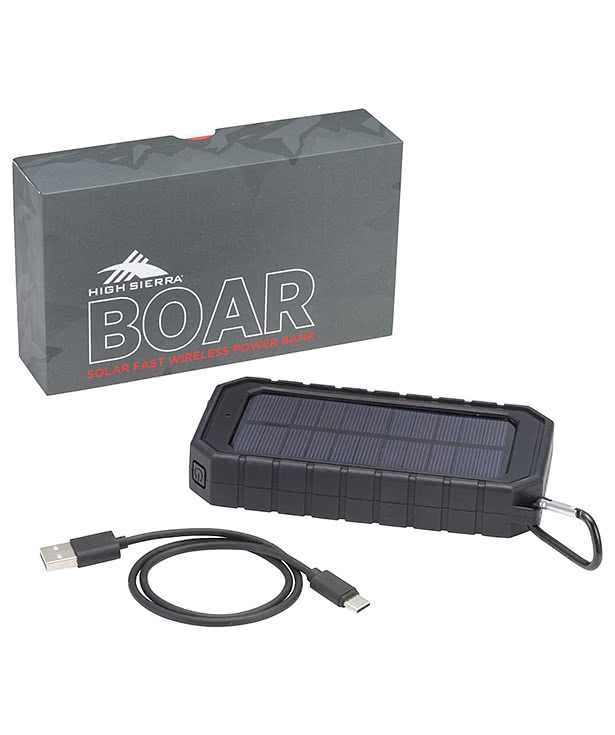 High Sierra® IPX 5 Solar Fast 10,000 mAh Portable Wireless Power Bank