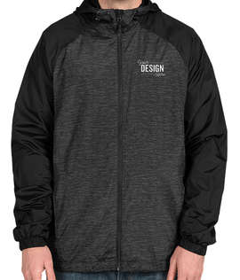 Sport-Tek Heather Raglan Hooded Full Zip Jacket - Color: Black Heather / Black