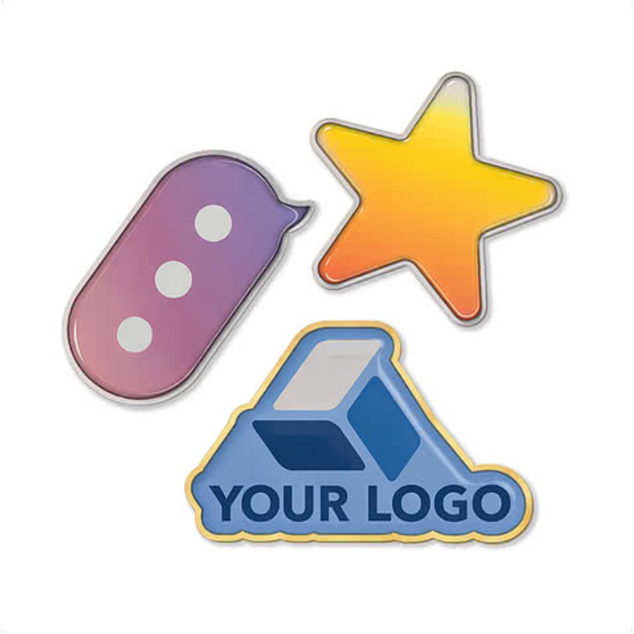 Full Color 1" Die Cut Lapel Pin in Silver Backing